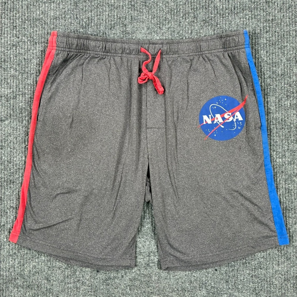 NASA Logo Athletic Shorts Mens Size Medium Gray Pull On Lounge Gym W36"